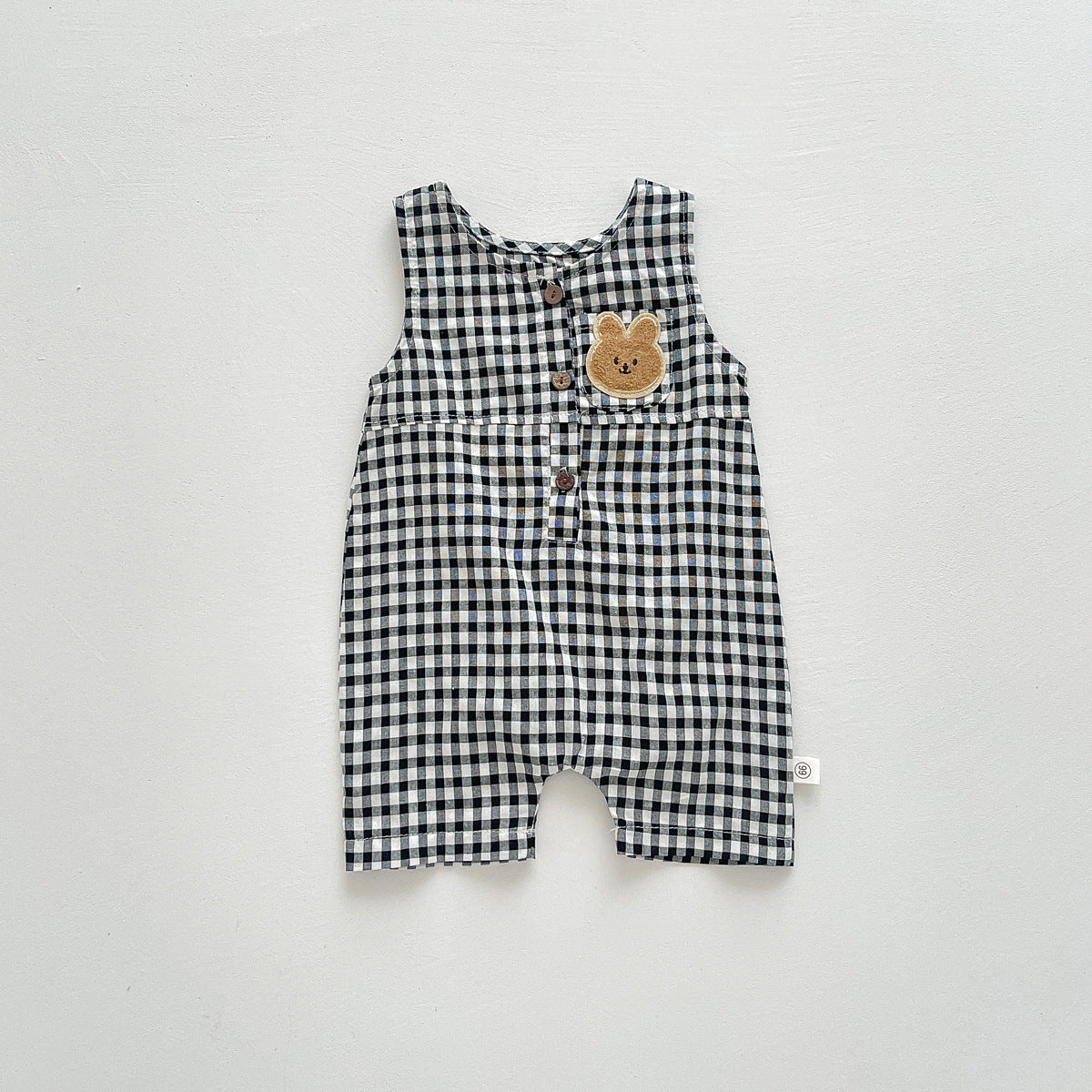 Summer New Thin Type Sleeveless Leotard Baby Boy Plaid Chest Bear Vest Bodysuit Romper