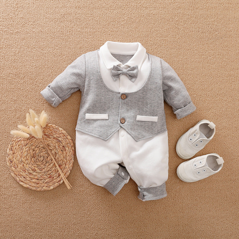 Baby Jumpsuit Spring And Autumn Models Foreign Trade Gentleman Baby Clothes Long-Sleeved Baby Clothes Baby Clothes - gr8garms