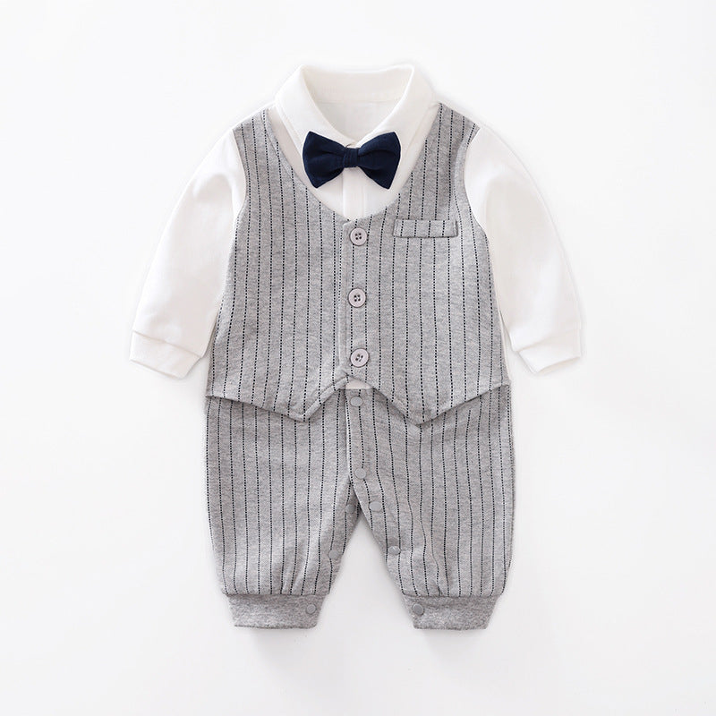 Baby Jumpsuit Spring And Autumn Models Foreign Trade Gentleman Baby Clothes Long-Sleeved Baby Clothes Baby Clothes - gr8garms