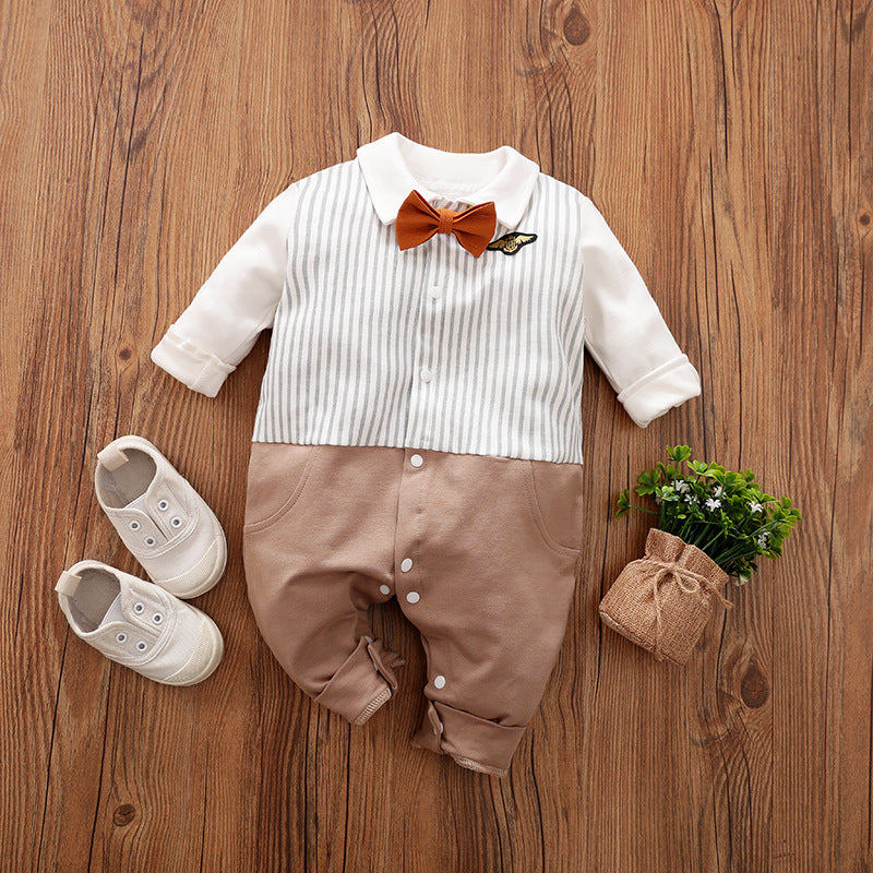 Baby Jumpsuit Spring And Autumn Models Foreign Trade Gentleman Baby Clothes Long-Sleeved Baby Clothes Baby Clothes - gr8garms