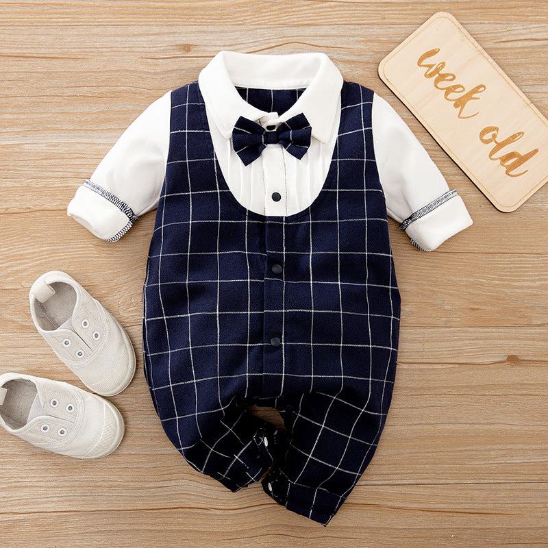 Baby Jumpsuit Spring And Autumn Models Foreign Trade Gentleman Baby Clothes Long-Sleeved Baby Clothes Baby Clothes - gr8garms