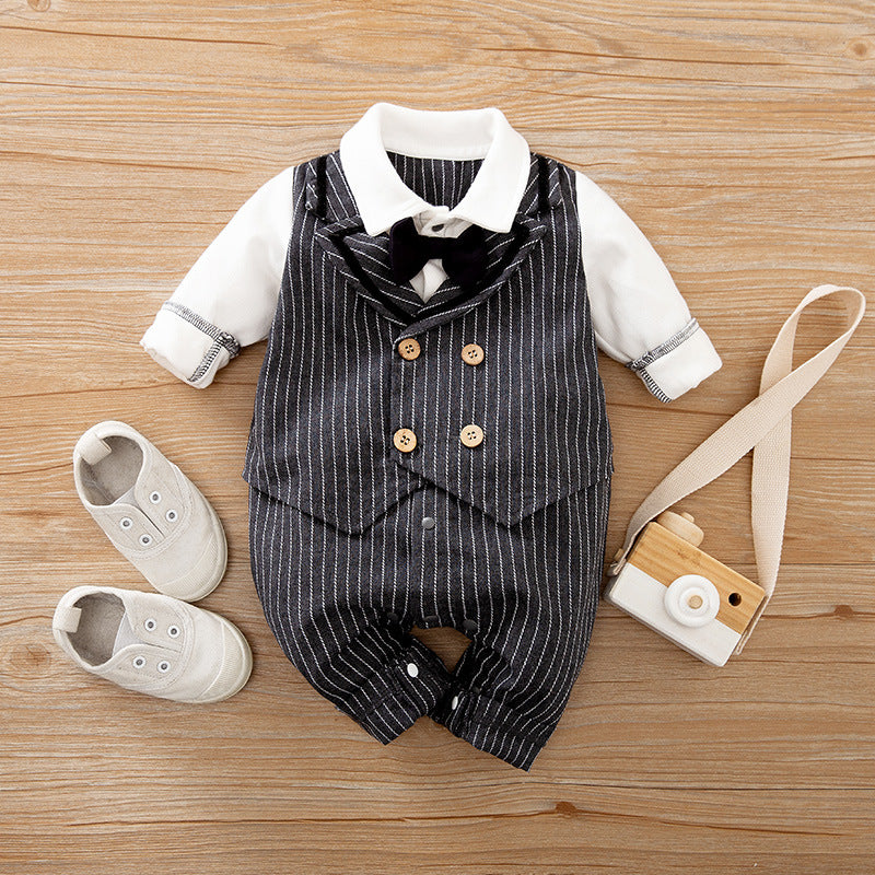 Baby Jumpsuit Spring And Autumn Models Foreign Trade Gentleman Baby Clothes Long-Sleeved Baby Clothes Baby Clothes - gr8garms