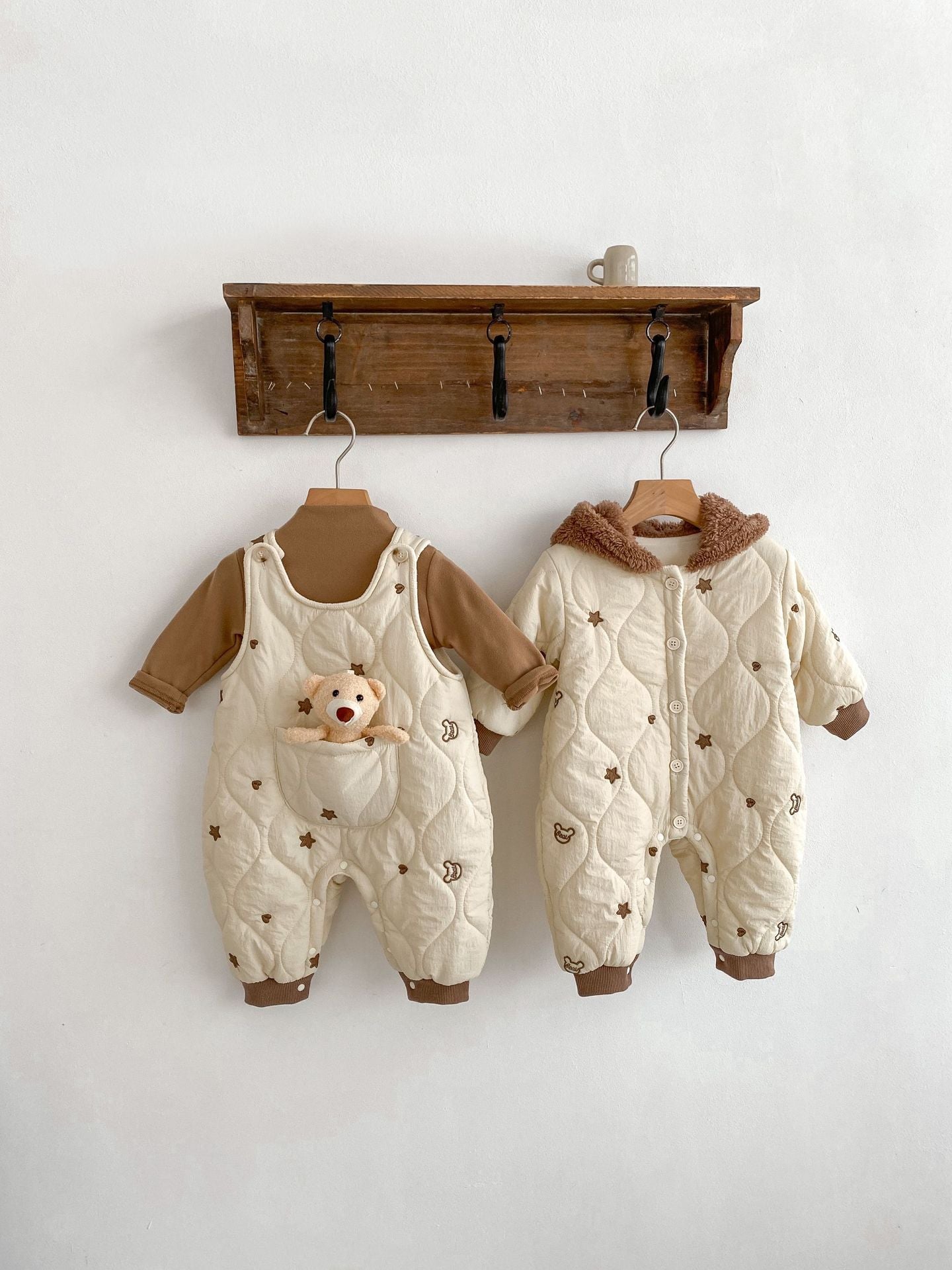 Ins Baby Winter Thickened Jumpsuit Thick Warm Hooded Romper