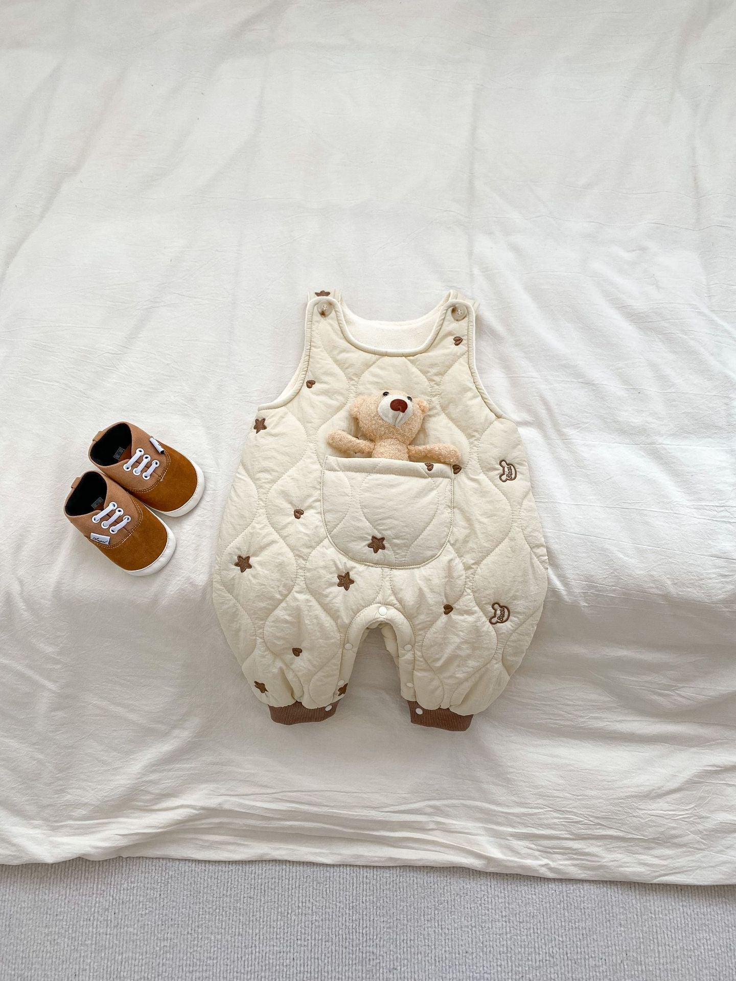 Ins Baby Winter Thickened Jumpsuit Thick Warm Hooded Romper